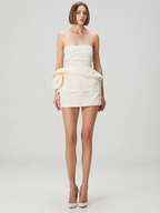Ivory Strapless Sculpted Mini Dress