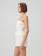 Ivory Strapless Sculpted Mini Dress