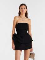 Black Strapless Peplum Mini Dress
