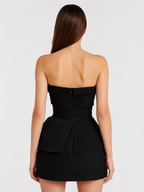 Black Strapless Peplum Mini Dress