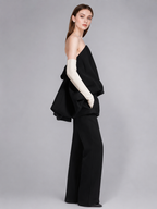 Black Strapless Bow Peplum Dress