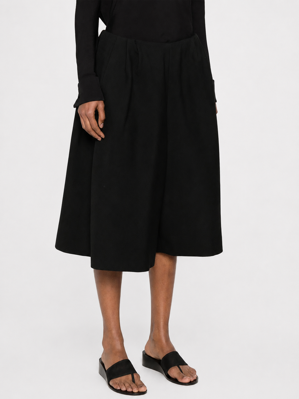 Black Pleated Culotte Pants
