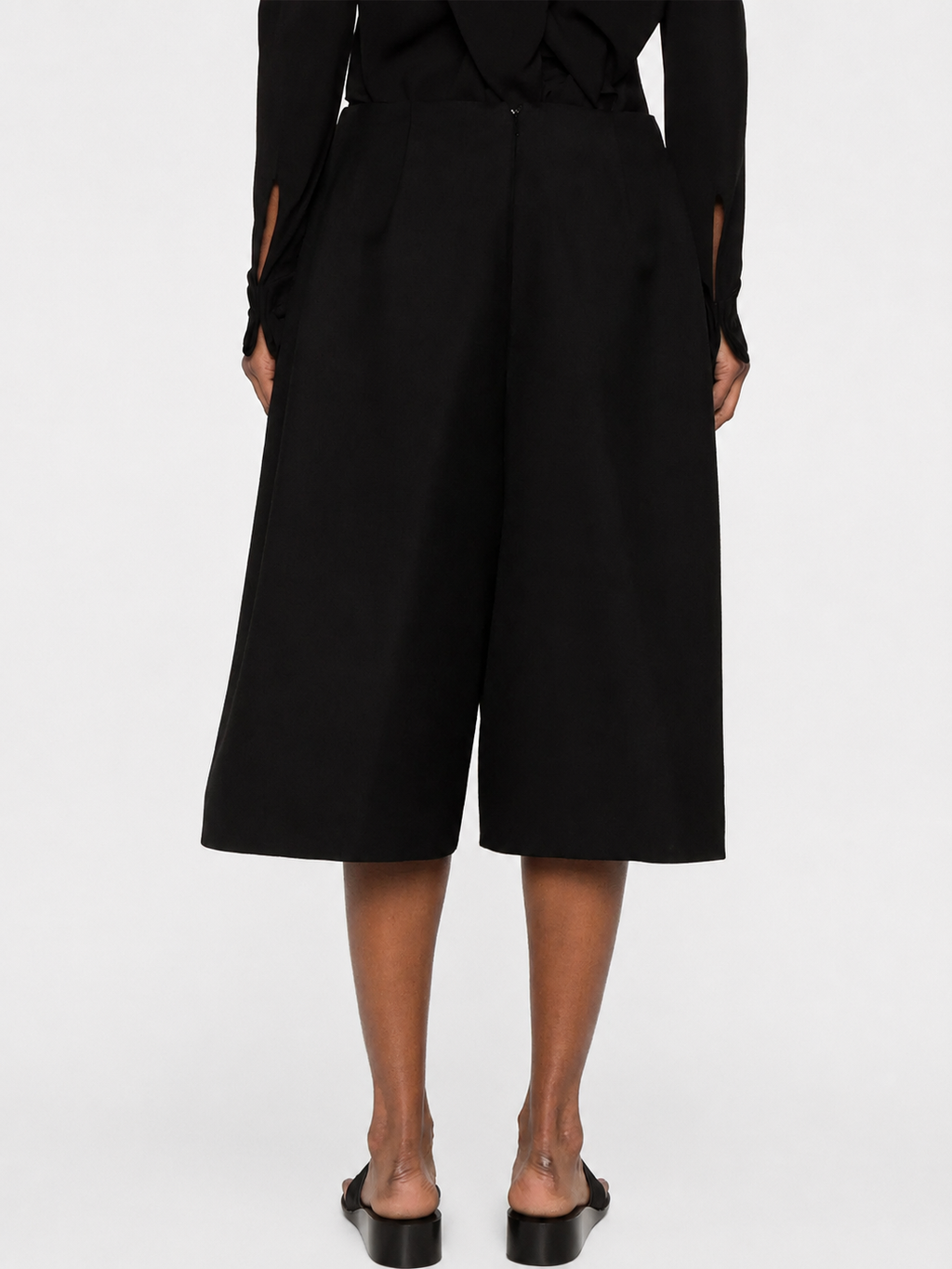 Black Pleated Culotte Pants