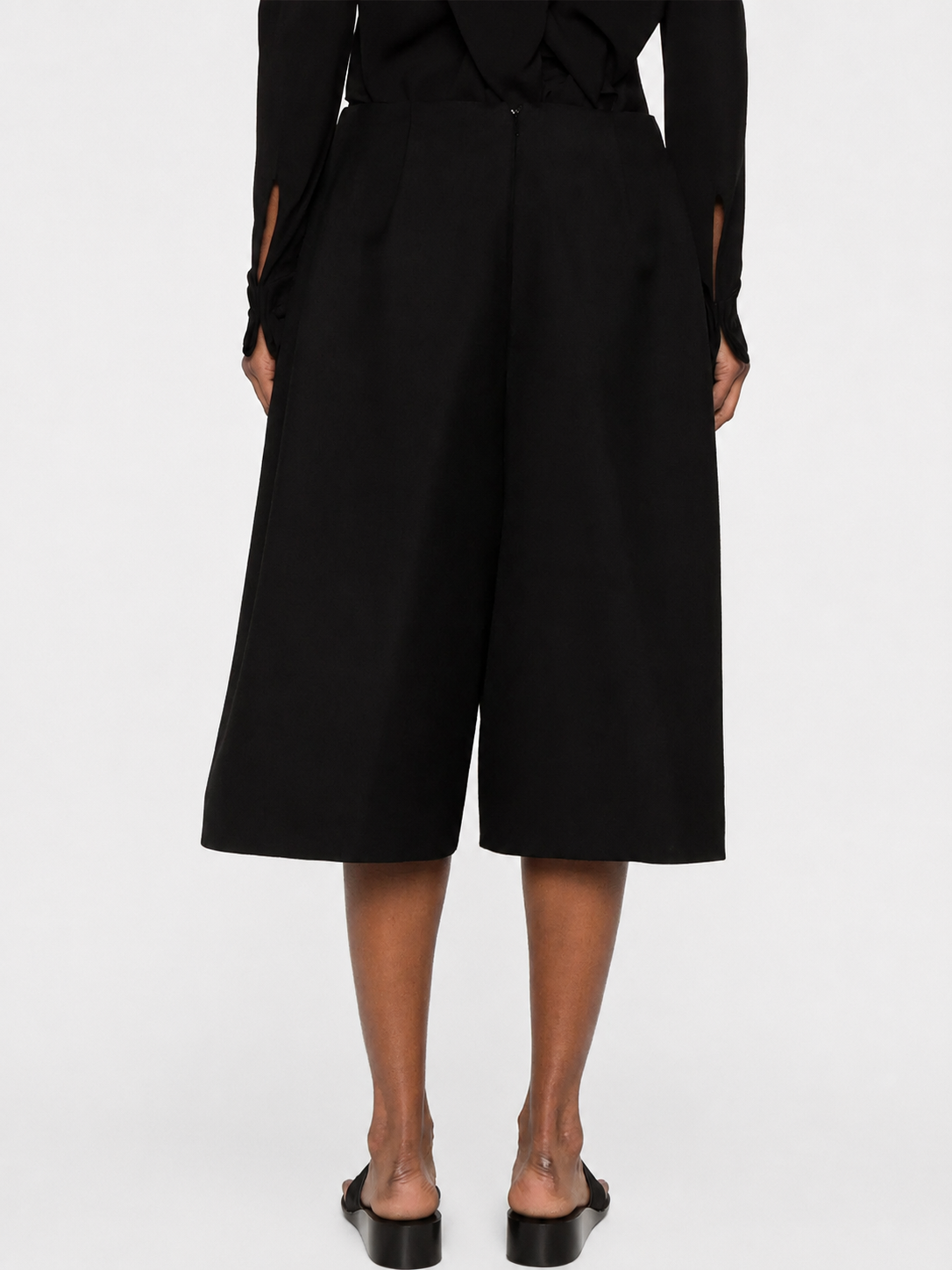 Black Pleated Culotte Pants