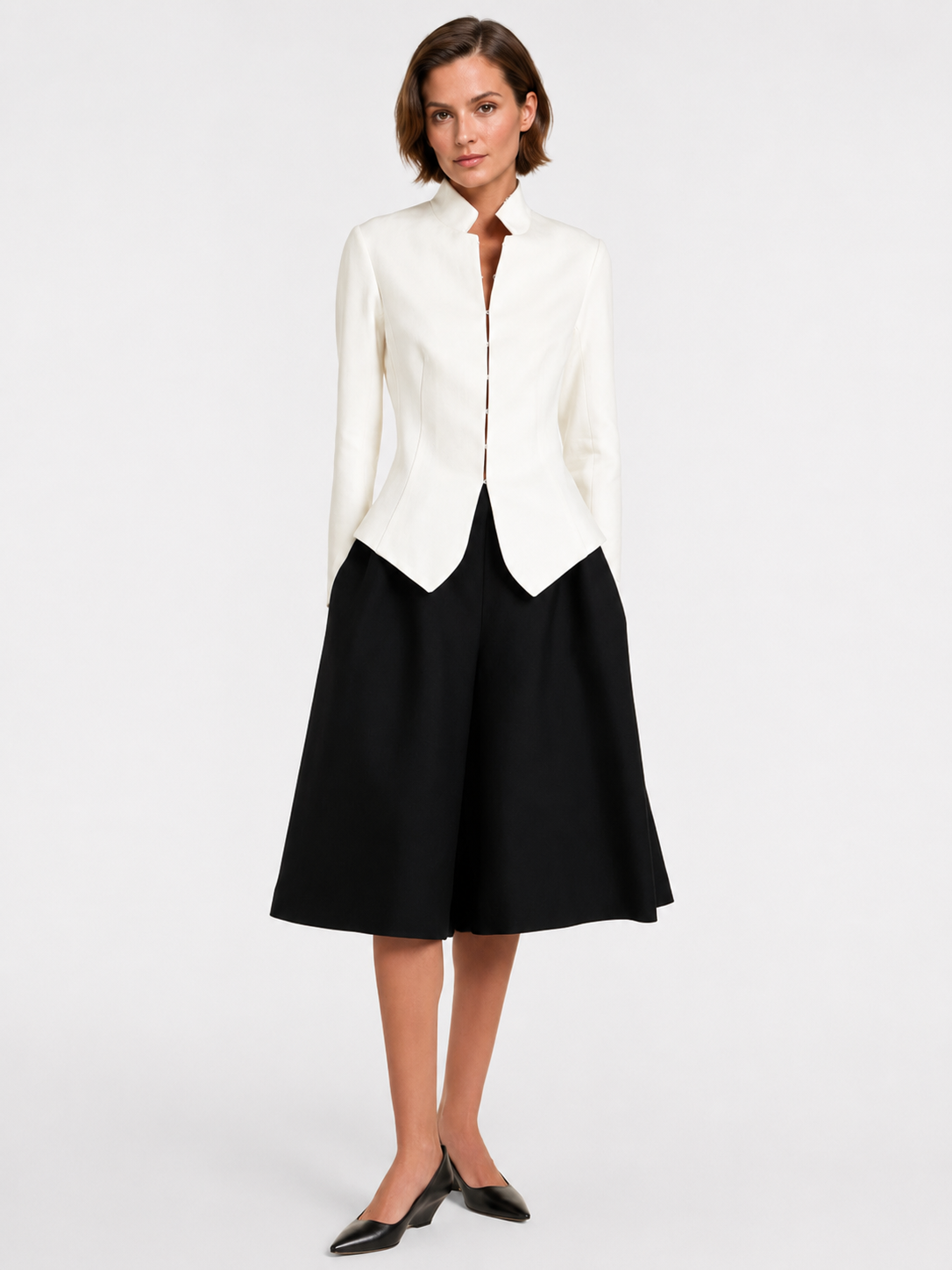 Black Pleated Culotte Pants