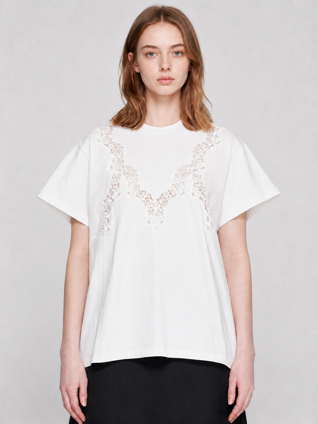 White Lace Appliqué Tee