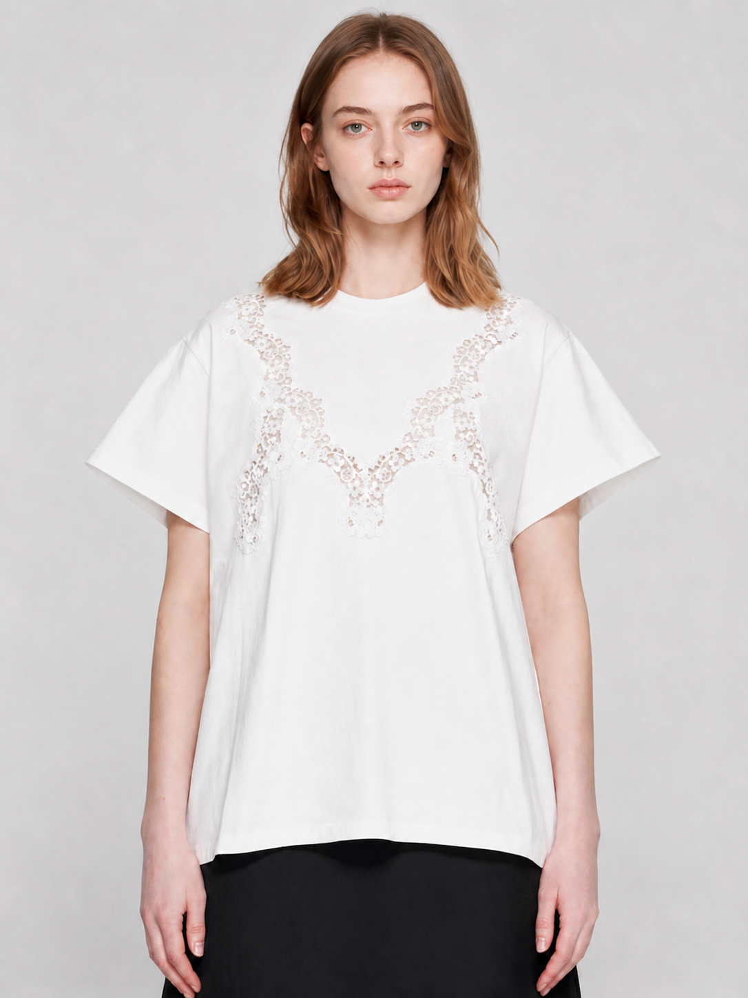White Lace Appliqué Tee