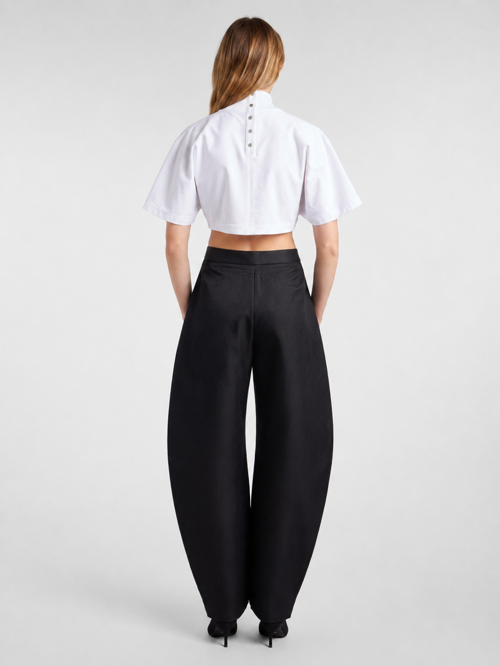 White Mock Neck Cropped Tee
