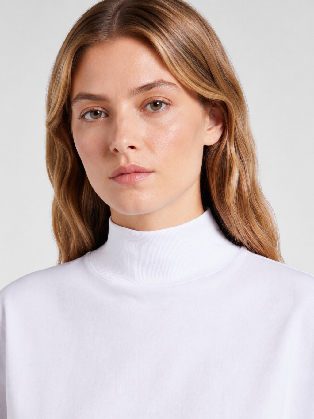 White Mock Neck Cropped Tee
