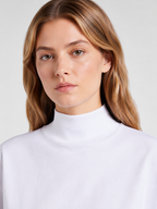 White Mock Neck Cropped Tee