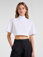 White Mock Neck Cropped Tee