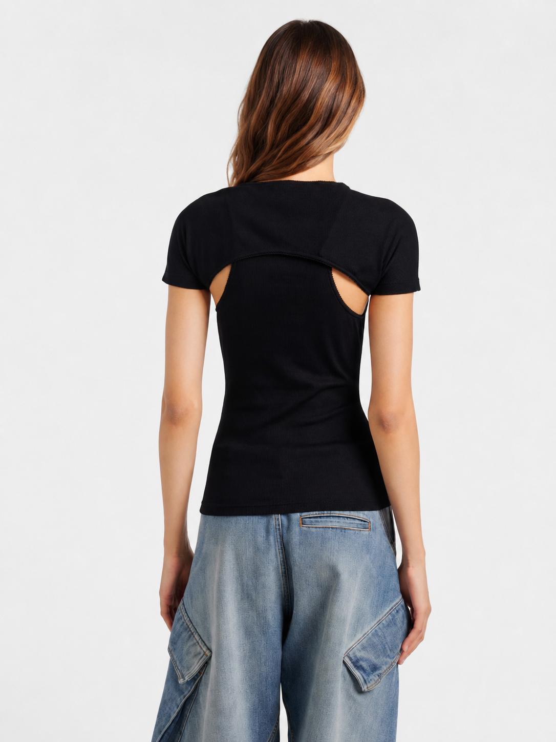 Cutout Layered Ribbed Top