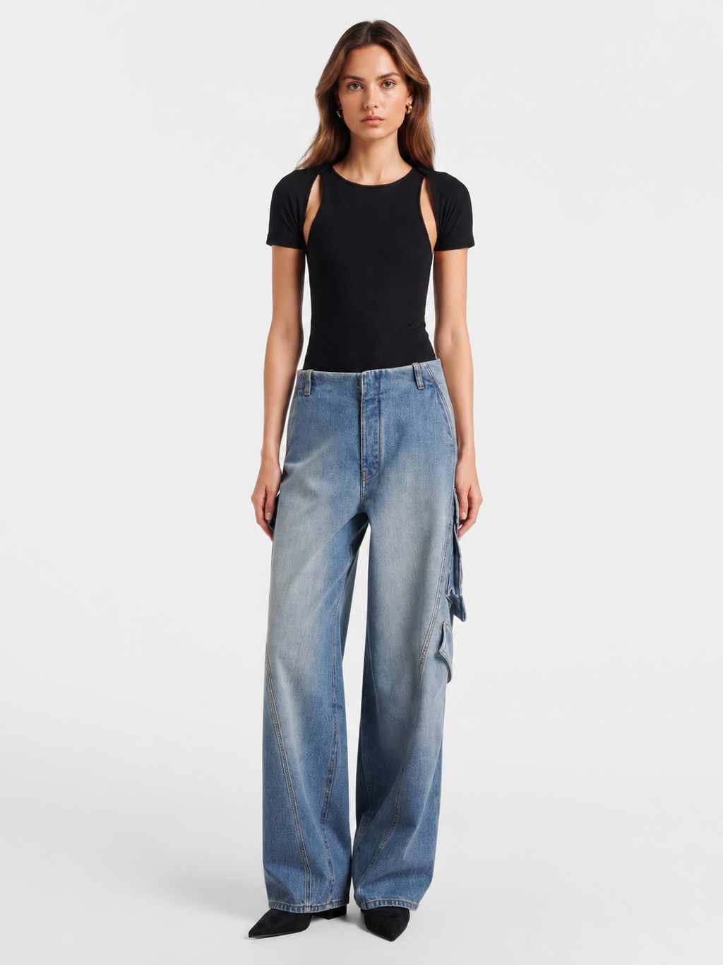 Cutout Layered Ribbed Top