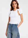 Cutout Layered Ribbed Top