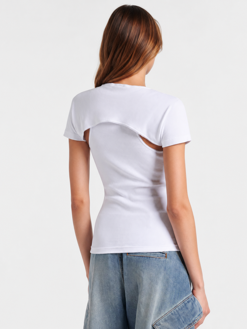 Cutout Layered Ribbed Top