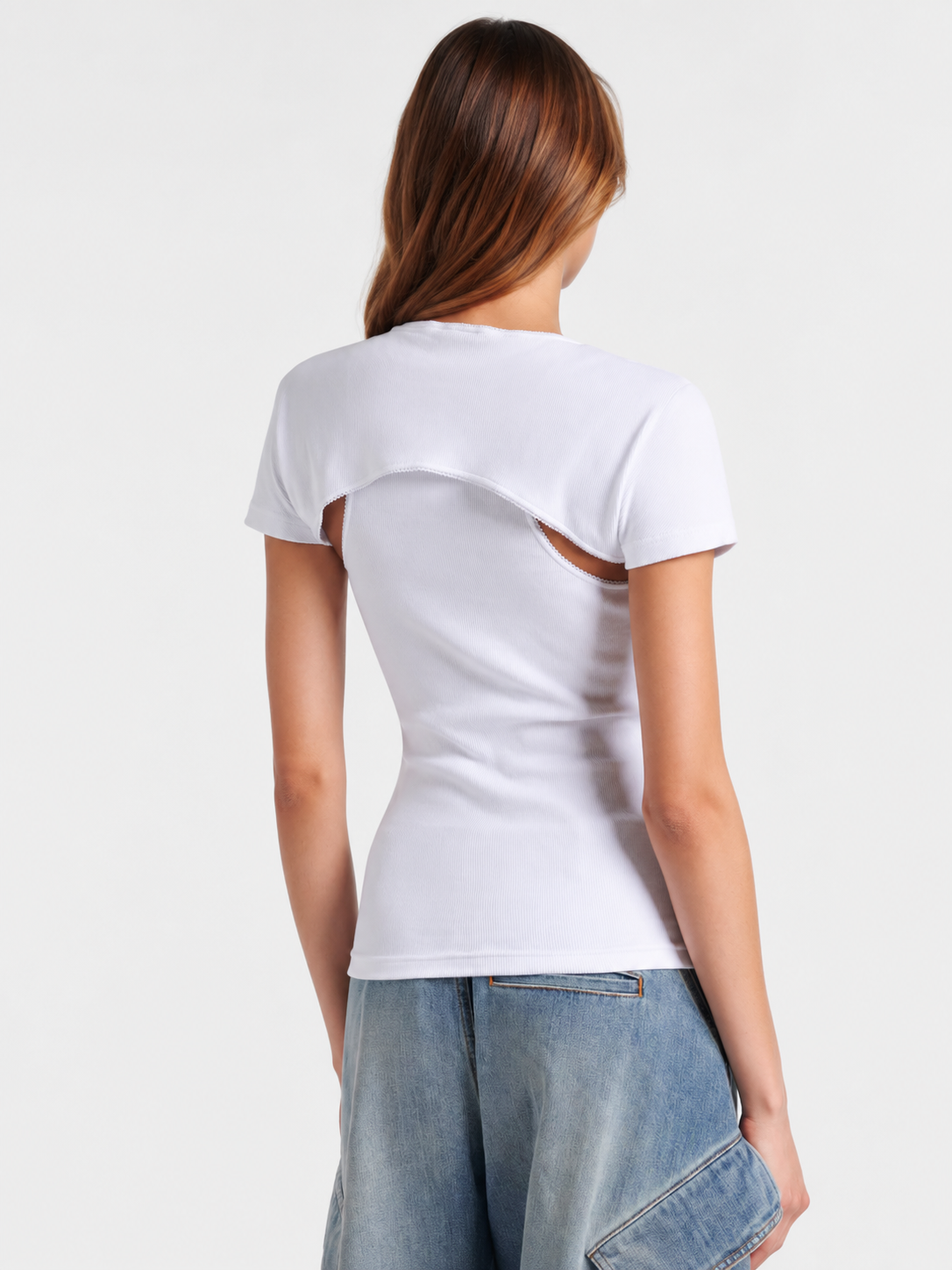 Cutout Layered Ribbed Top