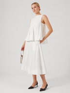 White A-Line Midi Skirt