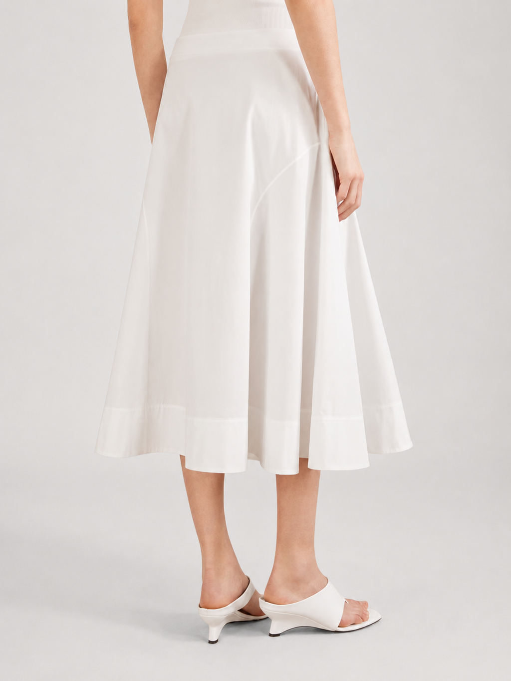 White A-Line Midi Skirt