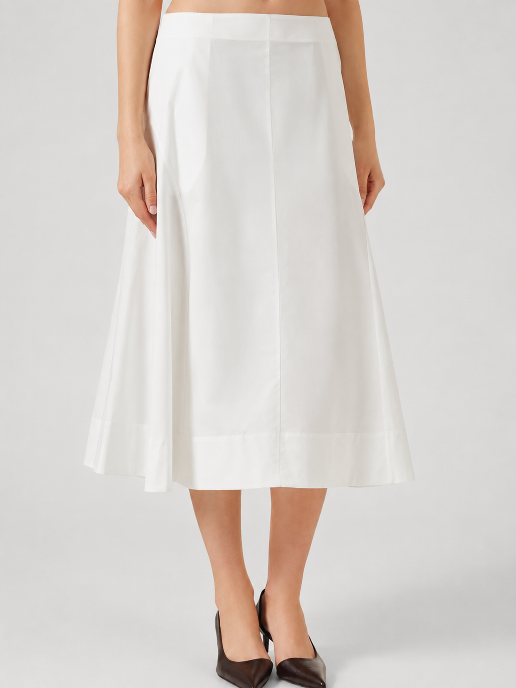 White A-Line Midi Skirt