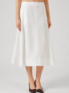 White A-Line Midi Skirt