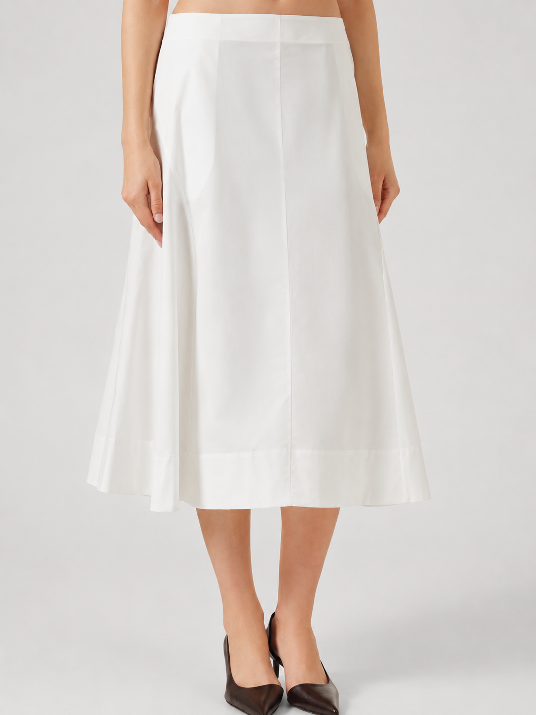 White A-Line Midi Skirt