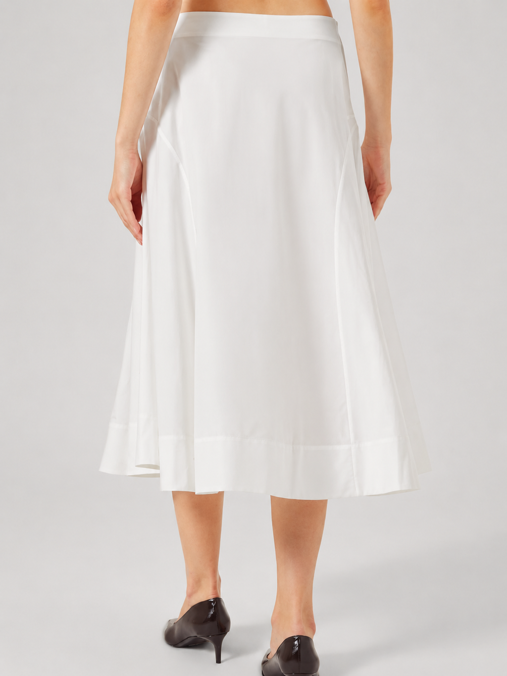 White A-Line Midi Skirt