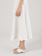 White A-Line Midi Skirt