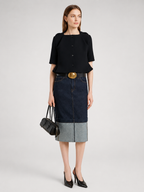 Black Structured Button Top