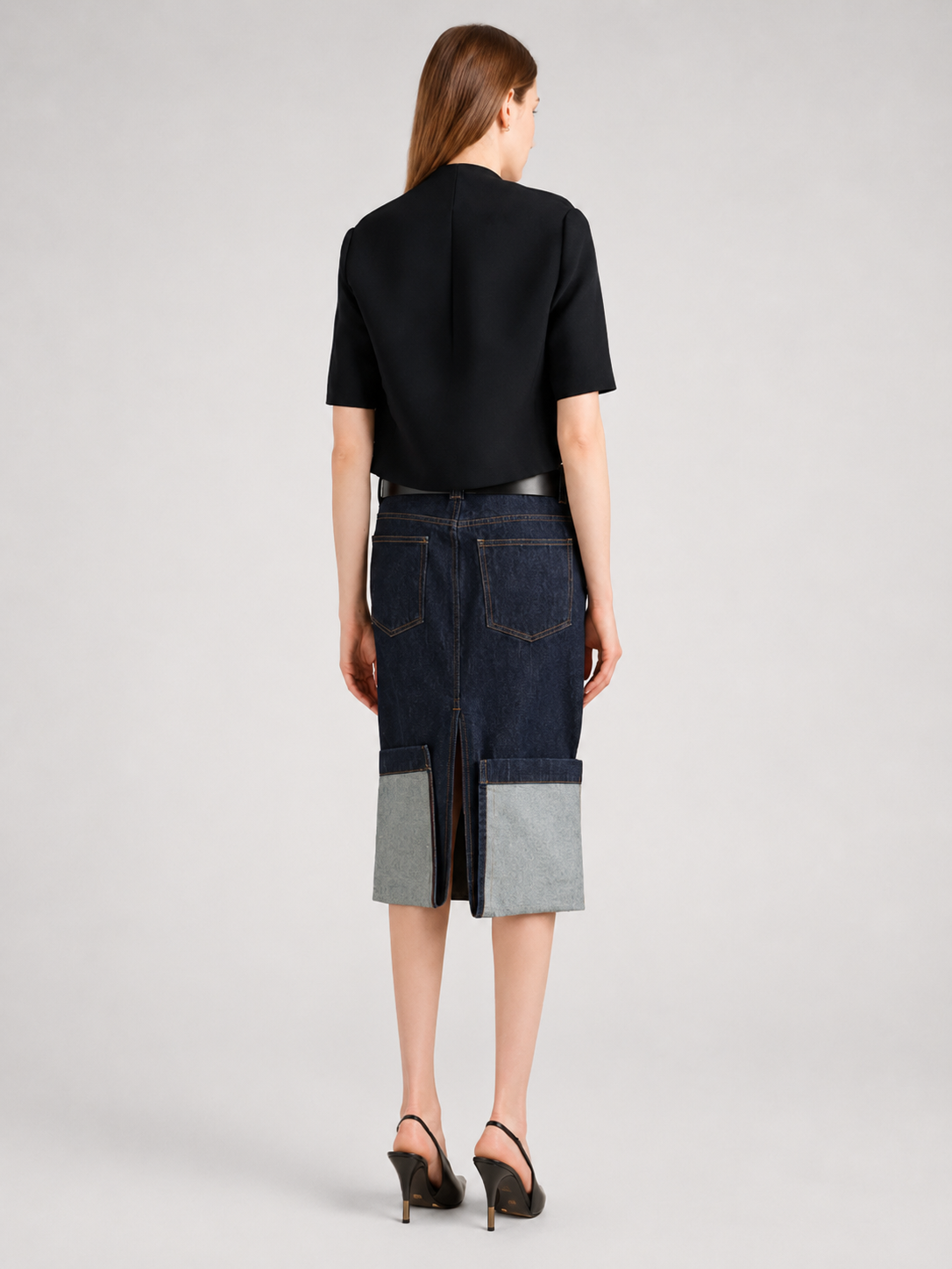 Black Structured Button Top