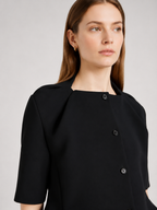 Black Structured Button Top