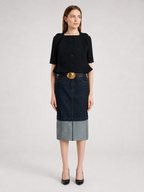 Black Structured Button Top