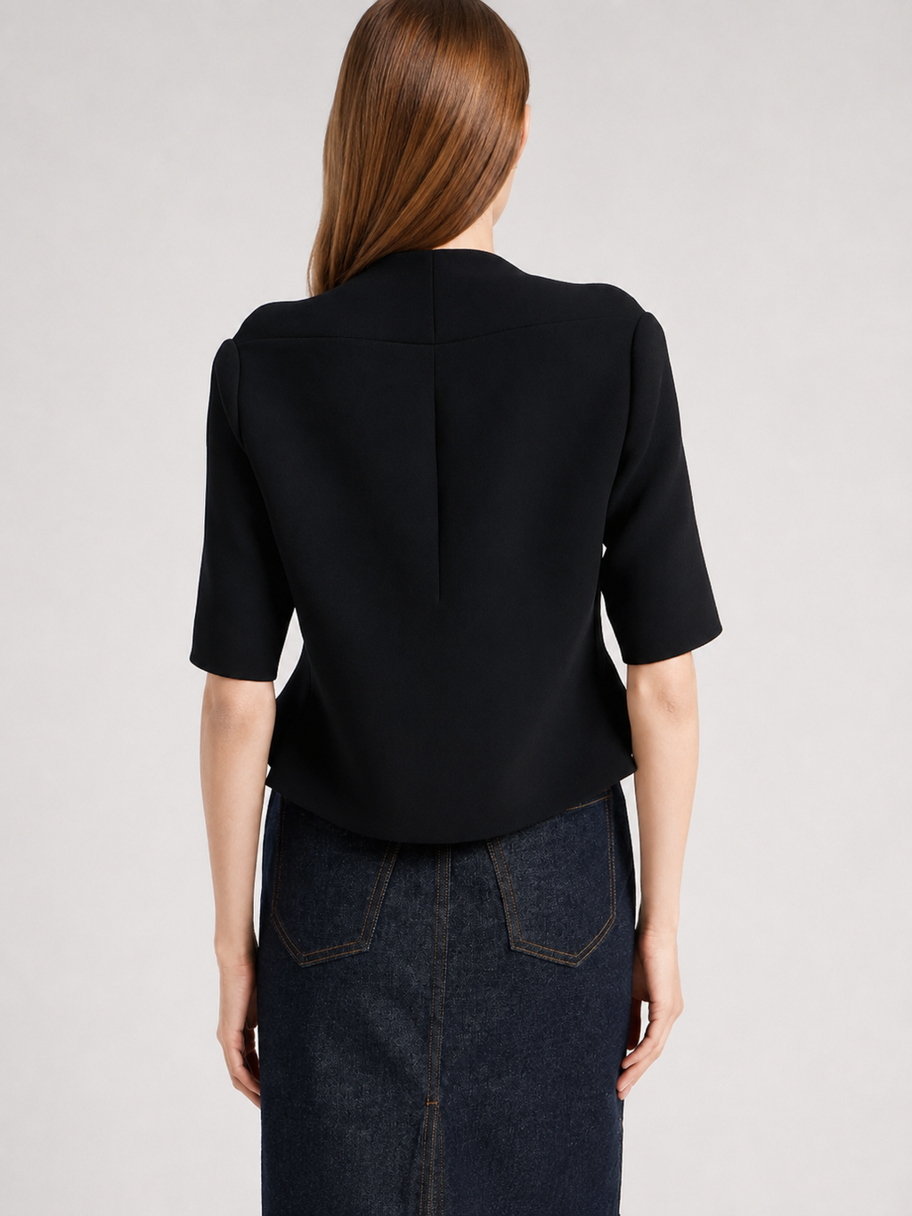 Black Structured Button Top