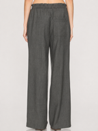 Charcoal Drawstring Wide-Leg Pants