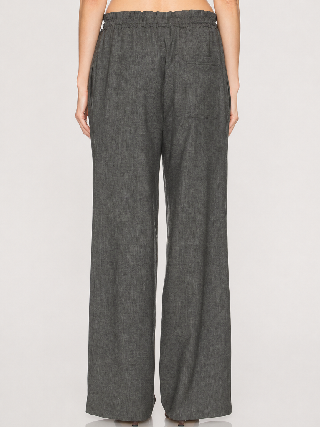 Charcoal Drawstring Wide-Leg Pants