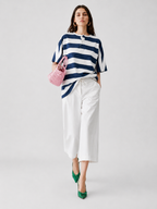 Navy Stripe Oversized Polo Tee