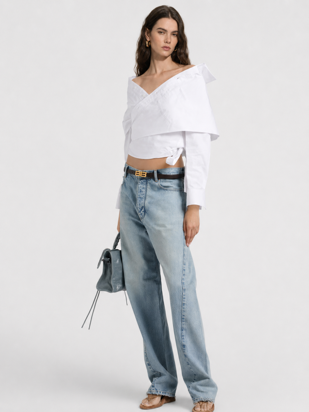 Off-Shoulder Wrap Shirt