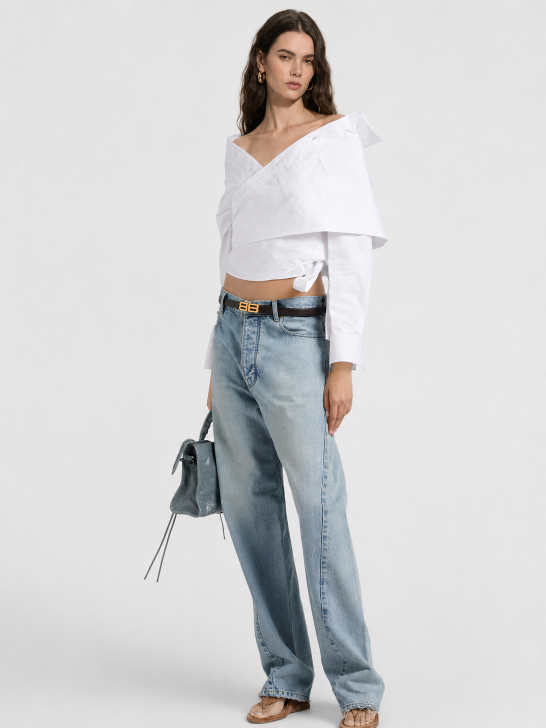 Off-Shoulder Wrap Shirt