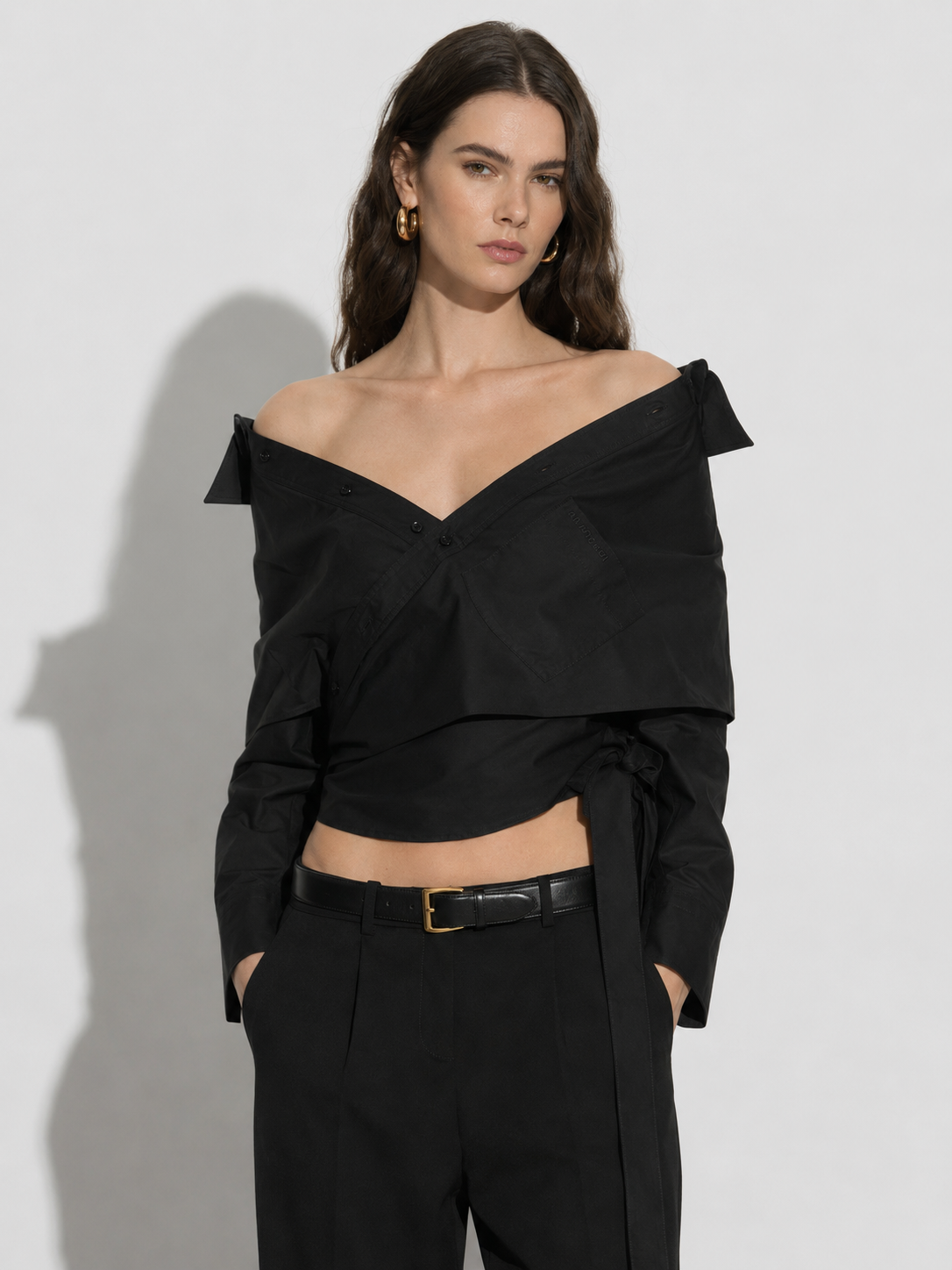 Off-Shoulder Wrap Shirt
