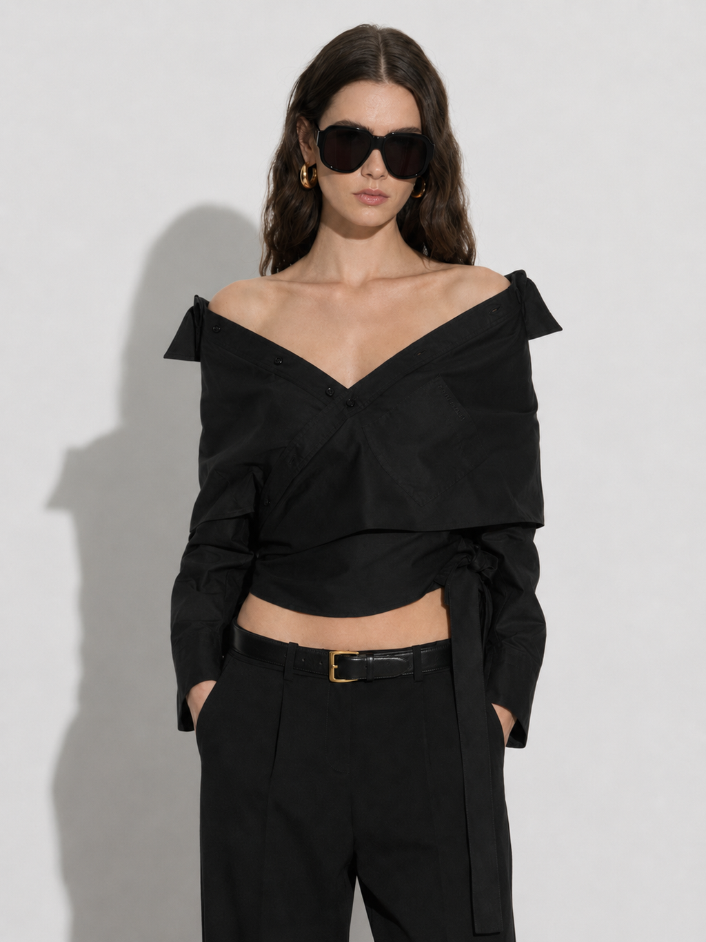 Off-Shoulder Wrap Shirt