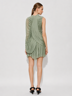 Asymmetric Ruched Draped Mini Dress