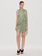 Asymmetric Ruched Draped Mini Dress