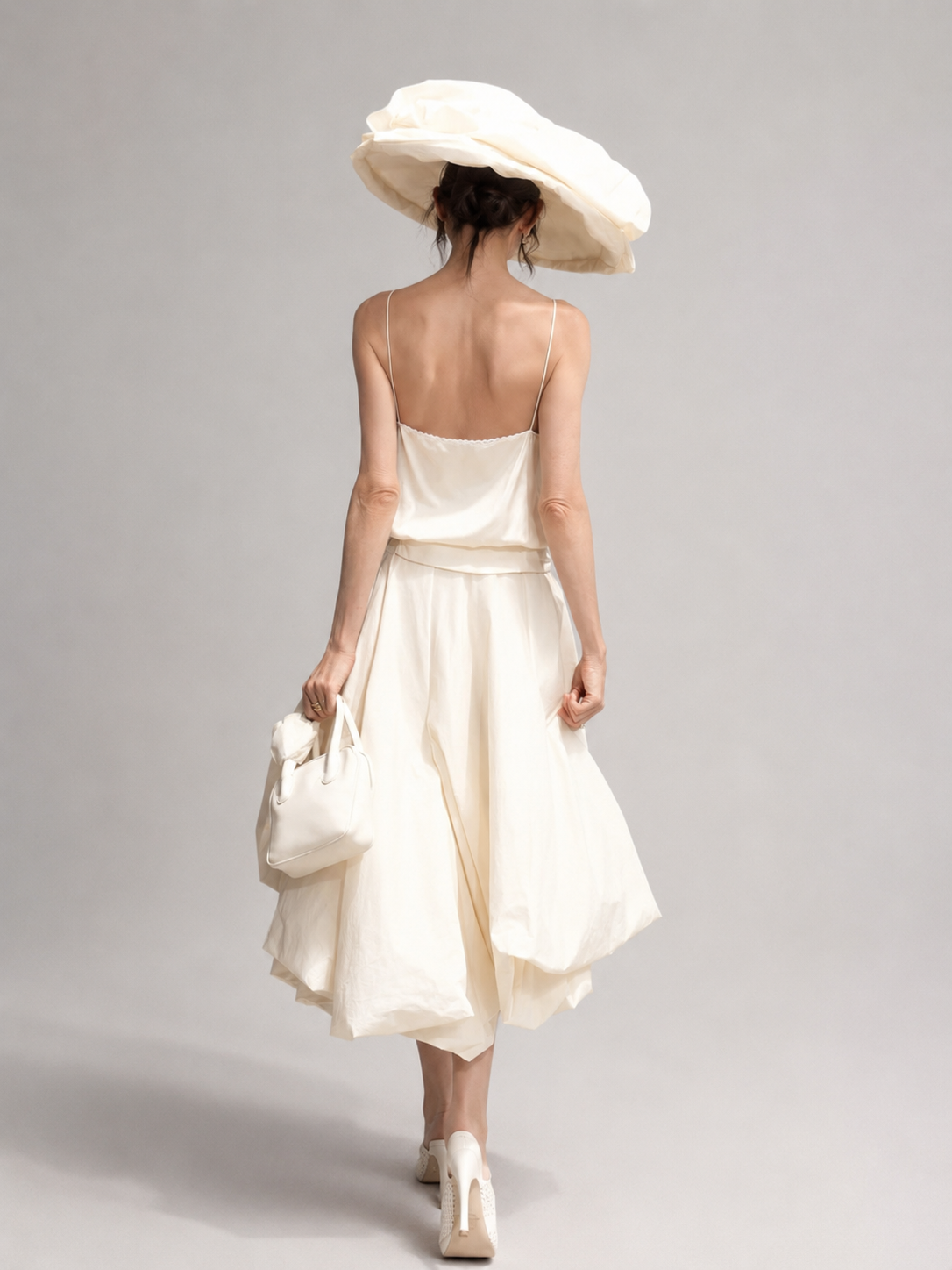 Sculptural Draped Midi Skirt