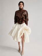 Sculptural Draped Midi Skirt
