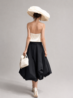 Sculptural Draped Midi Skirt