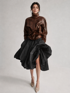Sculptural Draped Midi Skirt