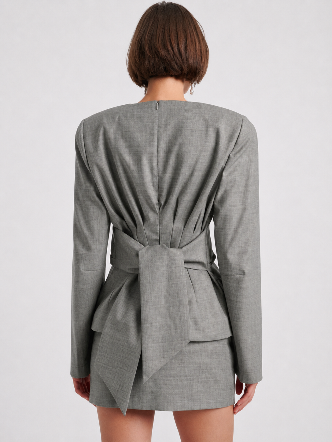Back Bow Tie Waist Peplum Top