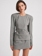 Back Bow Tie Waist Peplum Top
