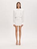 Ruched Blouson Long Sleeve Mini Dress