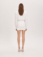 Ruched Blouson Long Sleeve Mini Dress
