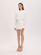 Ruched Blouson Long Sleeve Mini Dress
